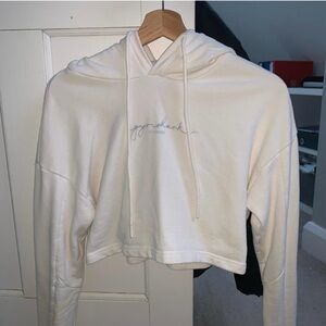 Gymshark White Cropped Hoodie, Excellent Condition, workout attire